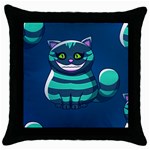 blue Cheshire Cat Throw Pillow Case (Black)