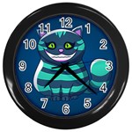 blue Cheshire Cat Wall Clock (Black)