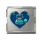 blue Cheshire Cat Mega Link Heart Italian Charm (18mm)