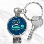 blue Cheshire Cat Nail Clippers Key Chain