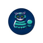 blue Cheshire Cat Rubber Coaster (Round)