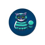 blue Cheshire Cat Magnet 3  (Round)