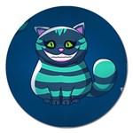 blue Cheshire Cat Magnet 5  (Round)