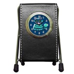 blue Cheshire Cat Pen Holder Desk Clock