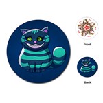 blue Cheshire Cat Playing Cards (Round)