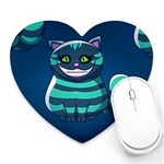 blue Cheshire Cat Heart Mousepad