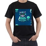 blue Cheshire Cat Men s T-Shirt (Black)