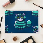 blue Cheshire Cat Cosmetic Bag (Large)