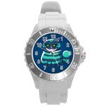 blue Cheshire Cat Round Plastic Sport Watch (L)