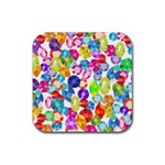 rainbow rhinestones Rubber Coaster (Square)