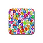 rainbow rhinestones Rubber Square Coaster (4 pack)