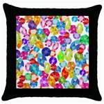 rainbow rhinestones Throw Pillow Case (Black)