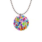 rainbow rhinestones 1  Button Necklace