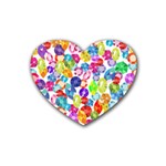 rainbow rhinestones Rubber Heart Coaster (4 pack)