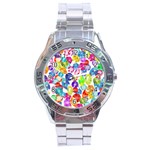 rainbow rhinestones Stainless Steel Analogue Watch