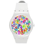 rainbow rhinestones Round Plastic Sport Watch (M)