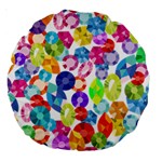 rainbow rhinestones Large 18  Premium Round Cushion 