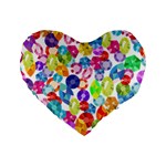 rainbow rhinestones Standard 16  Premium Heart Shape Cushion 