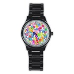 rainbow rhinestones Stainless Steel Round Watch