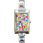 rainbow rhinestones Rectangle Italian Charm Watch