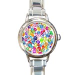 rainbow rhinestones Round Italian Charm Watch