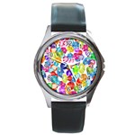 rainbow rhinestones Round Metal Watch