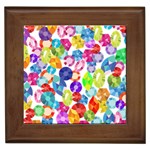 rainbow rhinestones Framed Tile