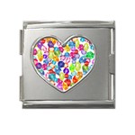 rainbow rhinestones Mega Link Heart Italian Charm (18mm)