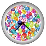 rainbow rhinestones Wall Clock (Silver)