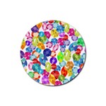 rainbow rhinestones Rubber Coaster (Round)