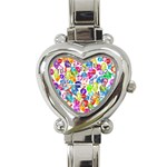 rainbow rhinestones Heart Italian Charm Watch