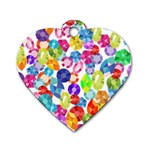 rainbow rhinestones Dog Tag Heart (One Side)