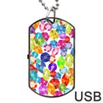 rainbow rhinestones Dog Tag USB Flash (One Side)