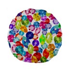 rainbow rhinestones Standard 15  Premium Round Cushion 