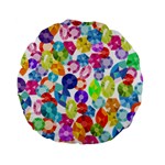 rainbow rhinestones Standard 15  Premium Flano Round Cushion 