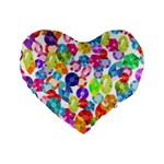 rainbow rhinestones Standard 16  Premium Flano Heart Shape Cushion 