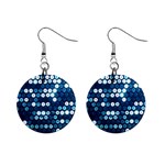  shiny blue sequins 1  Button Earrings