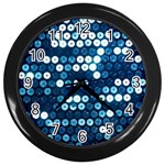  shiny blue sequins Wall Clock (Black)