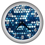  shiny blue sequins Wall Clock (Silver)