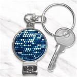  shiny blue sequins Nail Clippers Key Chain