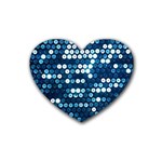  shiny blue sequins Rubber Heart Coaster (4 pack)