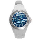  shiny blue sequins Round Plastic Sport Watch (L)