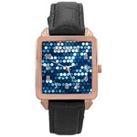  shiny blue sequins Rose Gold Leather Watch 