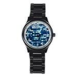  shiny blue sequins Stainless Steel Round Watch