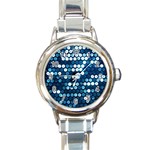  shiny blue sequins Round Italian Charm Watch