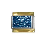  shiny blue sequins Gold Trim Italian Charm (9mm)