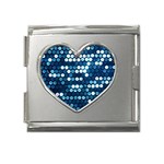  shiny blue sequins Mega Link Heart Italian Charm (18mm)