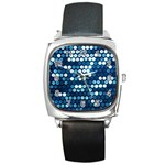  shiny blue sequins Square Metal Watch