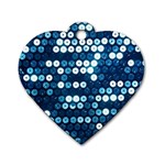  shiny blue sequins Dog Tag Heart (One Side)