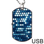  shiny blue sequins Dog Tag USB Flash (One Side)